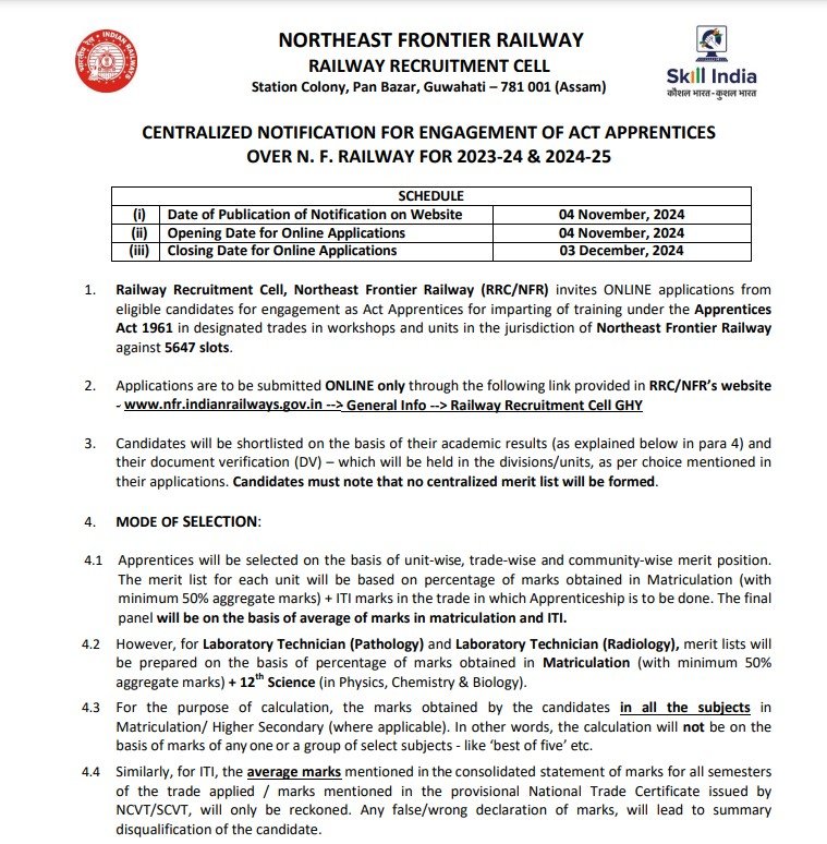NFR Act Apprentice Recruitment 2024