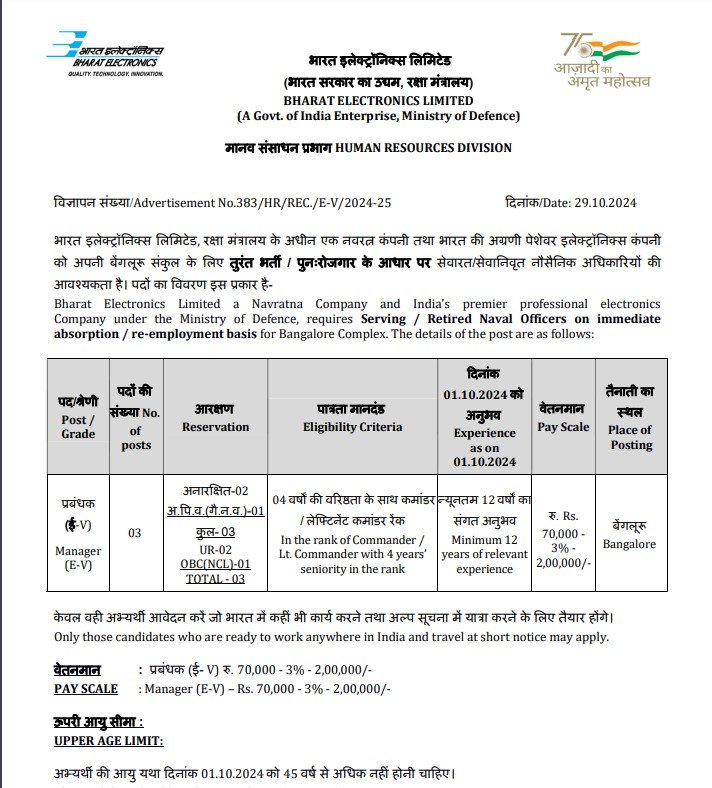 BEL Recruitment 2024