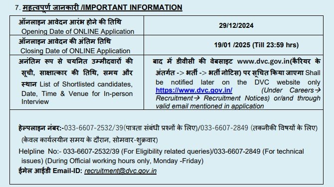 DVC Recruitment 2025
