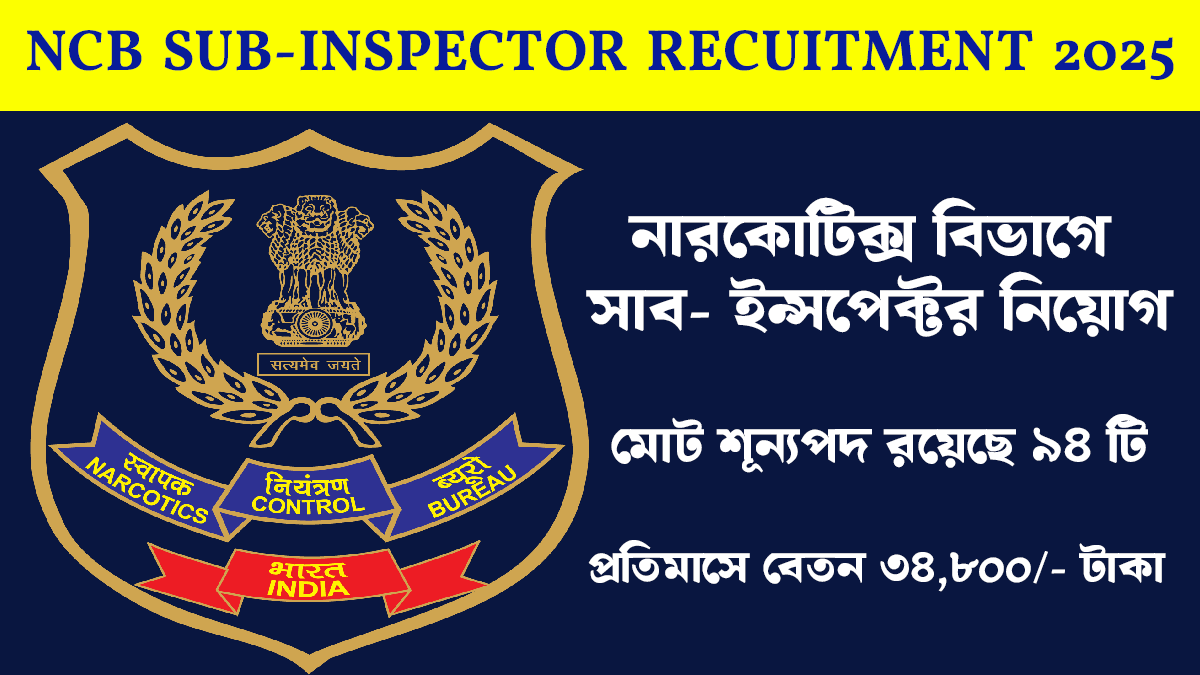 NCB Sub-Inspector recuitment 2025