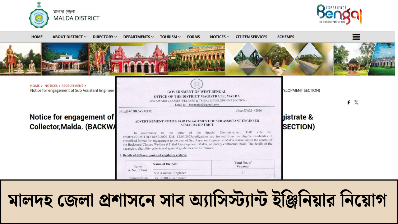 Malda Sub Assistant Engineer Recruitment 2026